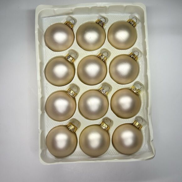 VTG 12ct Sparkling Creations Gold Cream Glass Small Christmas Ornaments 1.75” - Picture 10 of 16